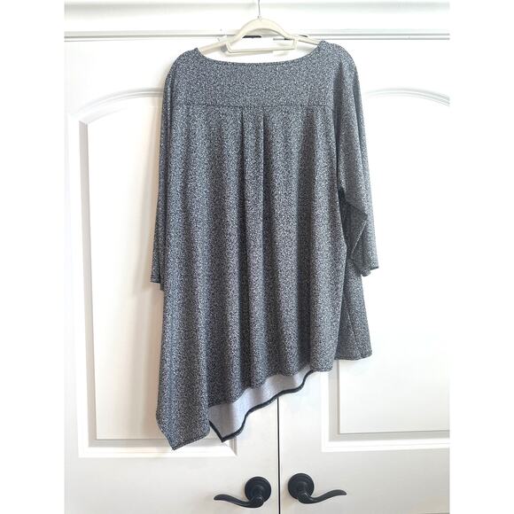 Alfani Black with White Speckled Design A-Symmetrical Abstract Blouse - Picture 4 of 4